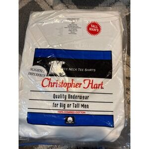 Christopher Hart Mens 2XT 2 Pack White V-Neck Tee Shirts Big and Tall  L5205